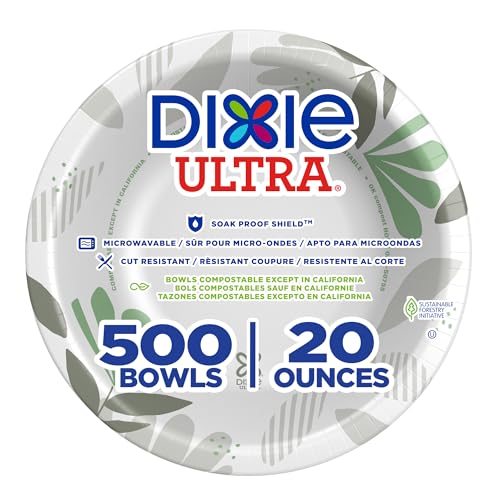Dixie Ultra 20 oz Heavy-Weight Paper Bowls, Pathways, 500 Count, Bulk Case, 4 Packs/125 Count Per Pack, (Georgia-Pacific #SX20PATH)