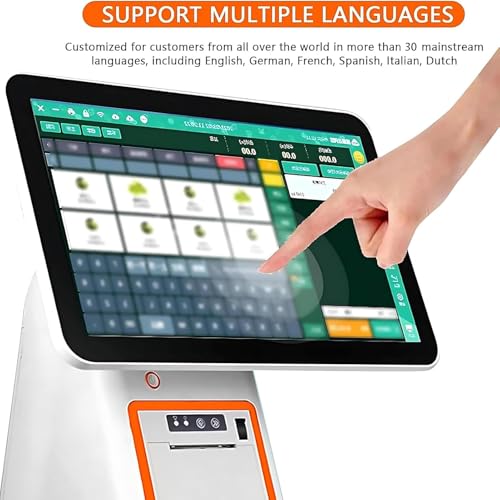 Kasa fiskalna z ekranem dotykowym do sprzedaży detalicznej – system POS z dwurdzeniowym procesorem I5, 128 GB SSD, 8 GB RAM, zawiera drukarkę termiczną i skaner kodów kreskowych dla małych firm i