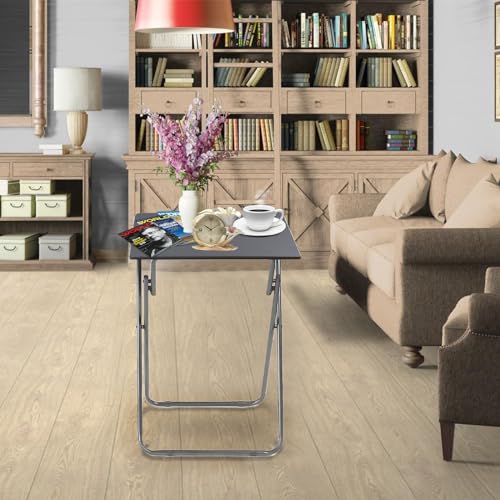 Image of Garden 4 you Folding TV Tray Table TV Dinner Trays Tables for Eating,Stable Tv Trays Table 25In, Folding Tray Side Table, Foldable Snack Tables for Bed & Sofa, 15 x 18.9 x 26 in (Grey,2PC)