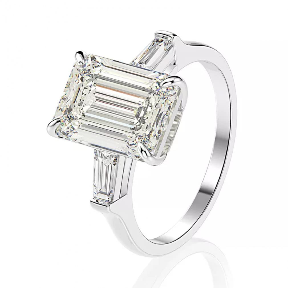 TUMMTY 925 Sterling Silber Smaragdschliff Moissanite Edelstein Hochzeit Engagement Diamanten Ring Schmuck Geschenke