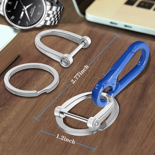 Image of Zinc Alloy Key Chain 3 Packs Keychain Keyring Organizer Key Ring Holder Clip for Men and Women (Dark Blue), Small