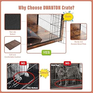 DWANTON Dog Crate Furniture with Cushion, Wooden Dog Crate with Double Doors, Dog Furniture, Dog Kennel Indoor for Small/Medium/Large Dog,End Table, Small, 27.2" L, Rustic Brown DWANTON Dog Crate Furniture with Cushion Wooden Dog Crate with Double Doors Dog Furniture Dog Kennel Indoor for SmallMediumLarge DogEnd Table Small 272 L Rustic Brown