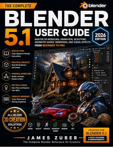 BLENDER 5.1 USER GUIDE (2026 EDITION): MASTER 3D MODELING, ANIMATION, SCULPTING, GEOMETRY NODES, RENDERING, AND VISUAL EFFECTS FROM BEGINNER TO PRO