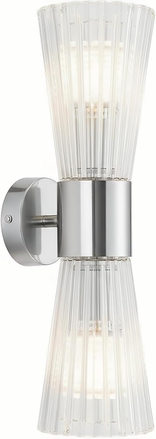 Aplique pared cristal 2 luces E14 plateado estilo reloj arena