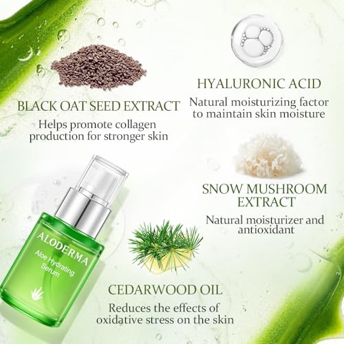 Aloderma Aloe Face Serums Set, 2 Pieces - Hydrating Serum, Brightening Serum