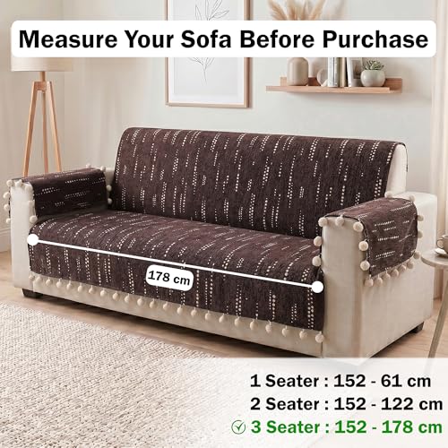 Image of Story@Home Chenille Sofa Cover 6 Seater Fully Covered | Sofa Covers 3 Seater and 2 Seater and Single Sofa Cover 3+2+1 Sofa Set Cover Config | Sofa Mat with Sofa Back Covers & ArmRest - Grey & Cyan