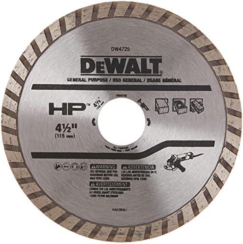 DEWALT Diamond Blade for Masonry, Dry Cutting, Continuous Rim, 7/8-Inch Arbor, 4-1/2-Inch (DW4725)