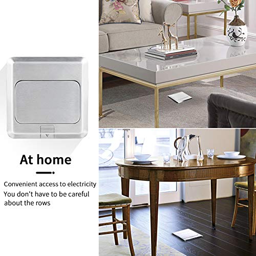 Vagueior Pop Up Floor Electrical Outlet Stainless Steel Box Kit, 5V/4.8A Usb Outlet, 20A Tamper-Resistant Receptacle Outlet, Watertight Gasket，Corrosive Resistant Hardware, Silver Etl Certified #TOP1