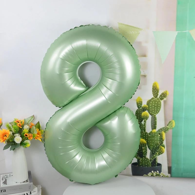 Image of 2 Balloon Numbers Birthday Decorations, 40In Sage-Green Balloons for Party | Eye-catching Appearance, Perfect Decorative Centerpieces, Convenient Self-sealing Structure, Widely for Various Occasions