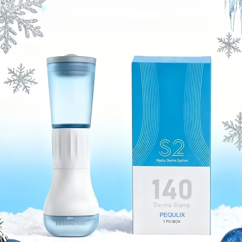 Image of S2 Upgraded Derma Stamp 140 | Adjustable Microneedle Serum Applicator with 10ml Refillable Bottle | Hydra Derma System for Enhanced Absorption & Skin Refresh | Face & Scalp Use.