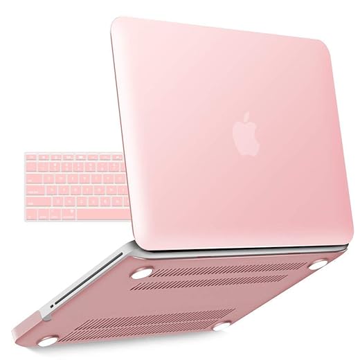 IBENZER Compatible with MacBook Pro 13 Inch case A1278 Release 2012-2008, Plastic Hard Shell Case with Keyboard Cover for Apple Old Version Mac Pro 13 with CD-ROM, Rose Quartz, P1301RQ+1