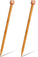 Vista 1 de Aguja de tejer de bambú de 0.394 in recta, de un solo punto, agujas de tejer de madera de 10 pulgadas de largo, para suéter de madera, agujas