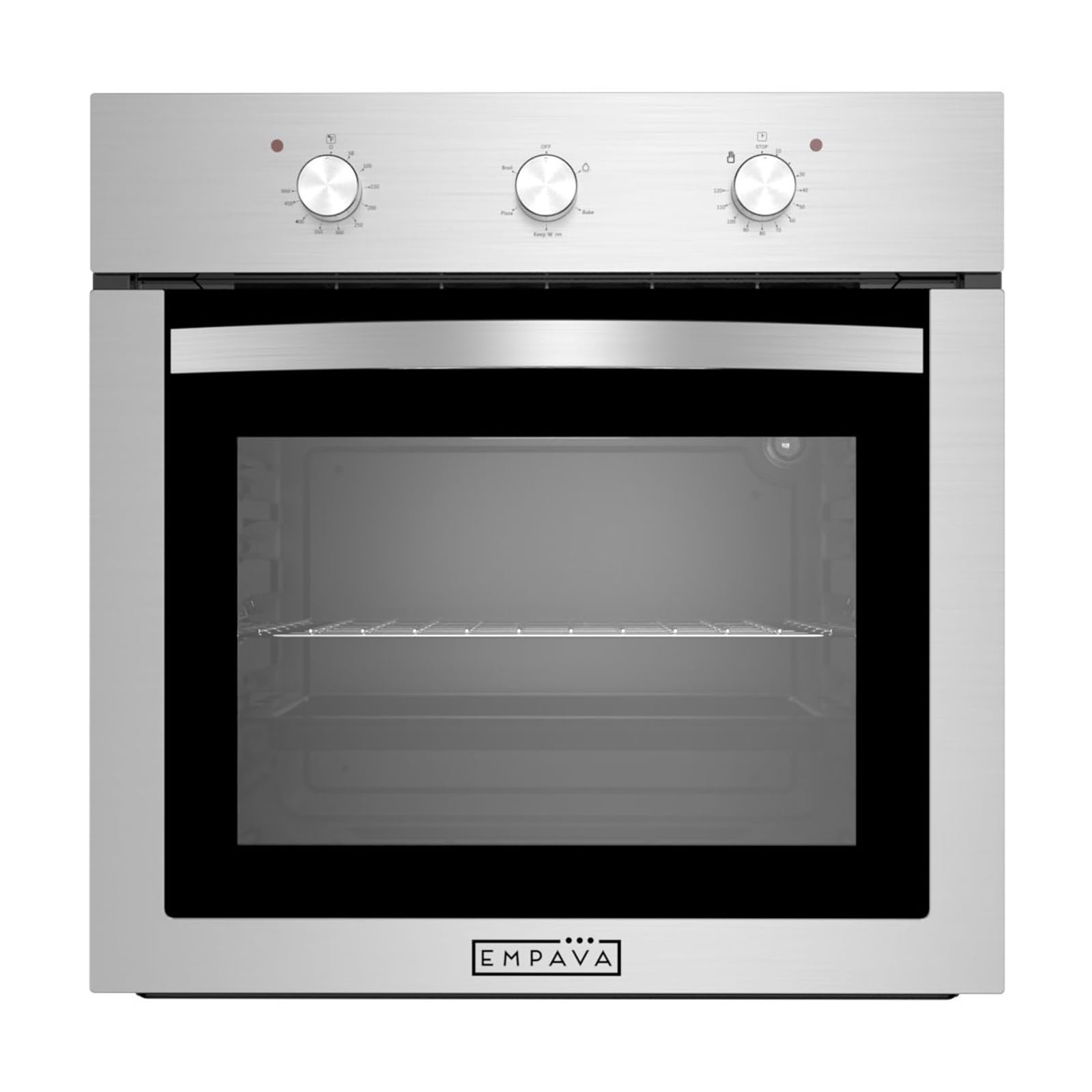 Empava 24" Electric Single Wall Oven with Basic Broil/Bake Functions Mechanical Knobs Control in Stainless Steel, 24 Inch, Silver