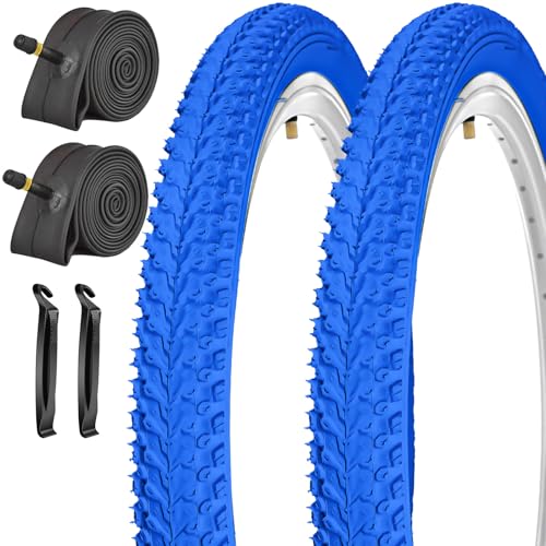 SIMEIQI 16x1.95 Inch 2 Pack Bike Tires White Color for Hybrid Bicycles Kids (Blue 16x1.95)