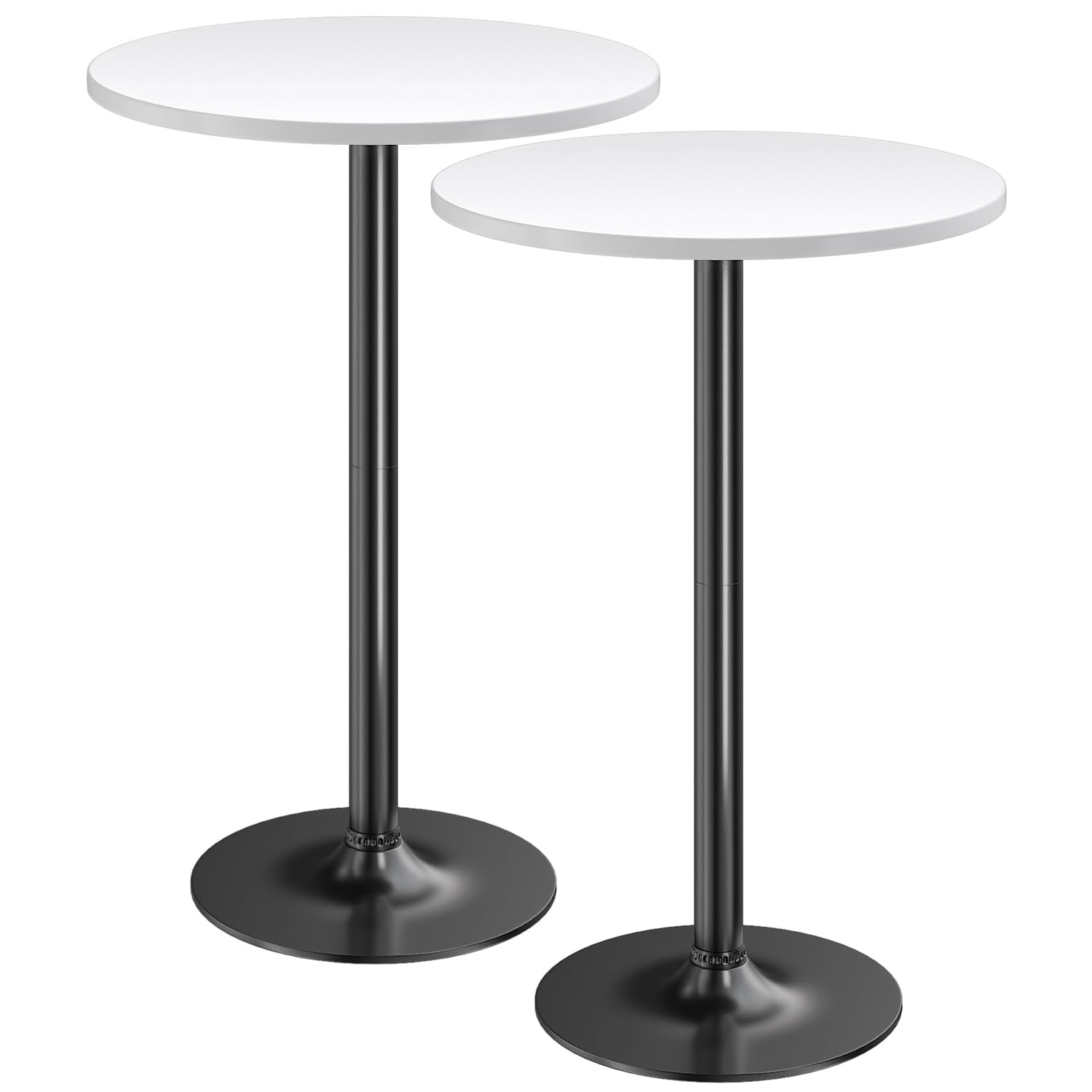 furmax bistro pub table round bar height cocktail table metal base mdf top obsidian 23.8-inch top, 39.5-inch height (2, white-1)