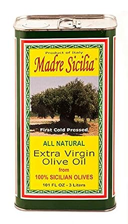 Madre Sicilia All Natural Extra Virgin Olive Oil. 101 Fl Oz. - 3 Liters.