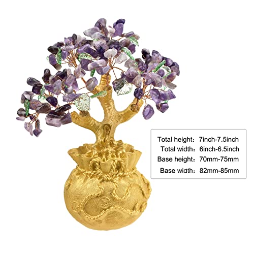 KYEYGWO Amethyst Crystal Money Bag Tree Bonsai Tree Feng Shui Decoration Reiki Healing Crystal Stone Office Home Table Decoration Wealth and Good Luck - Image 2