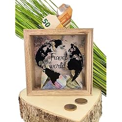 Maletin Money In The Bank MC Trend Hucha con forma de maletín, para viaje de ensueño, idea de regalo, modelo «Travel The World»