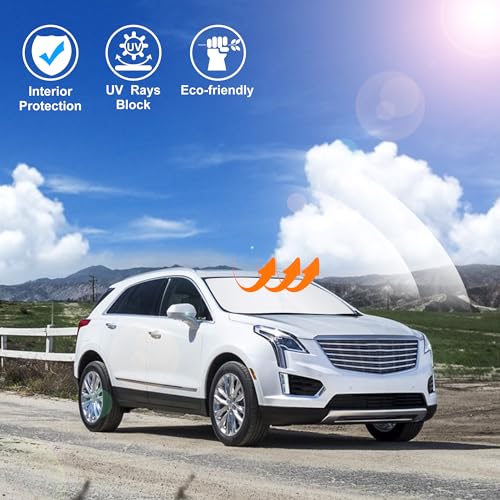 Image of Windshield Sun Shade Custom Fit for 2017-2024 2025 2026 Cadillac XT5 Accessories Foldable Sunshade Sun Blocker Protect Car from Sun Rays & Heat Damage Keep Car Cooler