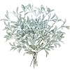 Winlyn 6 Pcs Frosted Artificial Mistletoe Spray Christmas Greenery Floral Stems Branches Faux Mistletoe Picks with White Berry 126 Tall for Winter Christmas Tree Floral Arrangement