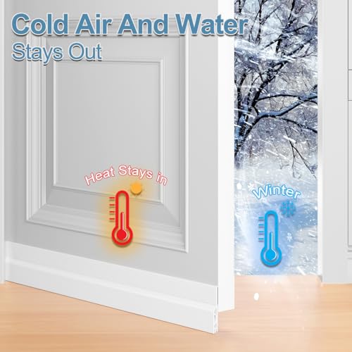 Image of Door Draft Stopper, Adjustable Door Sweeper for Bottom Door Door Door Gap Filler for Outside and Interior Doors, Door Air Peeler Blocks Noise and Cold Weather (90cm, White)