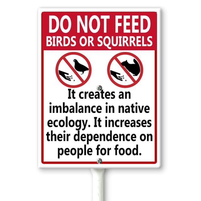 Horienteeon Do Not Feed Birds Or Squirrels - It Creates An Imbalance In Native Ecology Yard Sign with Stakes 17.5cm×22cm, Sturdy Aluminum Lawn Signs, Do Not Feed The Animals Sign for Park Zoo Farm