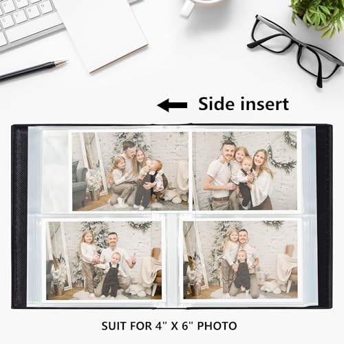 Image of Vienrose Small Photo Album 4x6 Holds 200 Photos, 2 Pack Mini Leather Photo Album with Cover Window, Acid-Free Baby Picture Album for Wedding, Family, Travel & Gift Keepsake, Purple