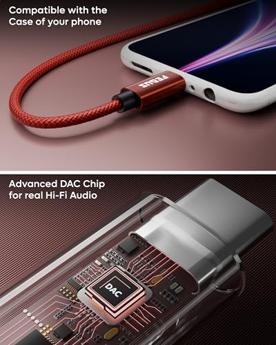 Image of FEDUS Novus USB Type C to 3.5mm Audio Jack Adapter Connector Cable, Built-in DAC, Aux with Mic, Headphone Earphones Converter For iPhone 17 /16 /15 Pro Max, Samsung Galaxy S26 /S25 /S24 Ultra,OnePlus,iPad