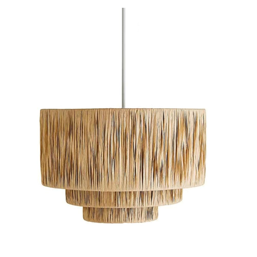 CHUNGYANG Lighting for Hotel Living Room Retro Straw Rattan Pendant Light for Bedroom Bedside Hand Woven Lampshade Natural Bamboo Rattan Hanging Lamp Farmhouse Rustic Hanging Light for Restaurant
