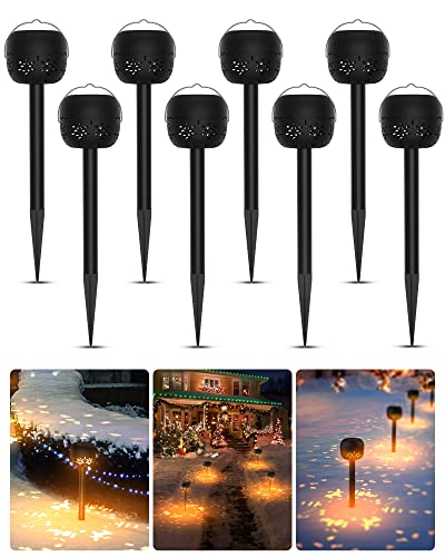 Lifxize 8 Pack Garden Lights Solar Powered Waterproof Up To 8H Dusk To Dawn Snowflake Solar Garden Lights Warm White Pathway Lights Solar Powered For Pathways, Walkways #TOP5