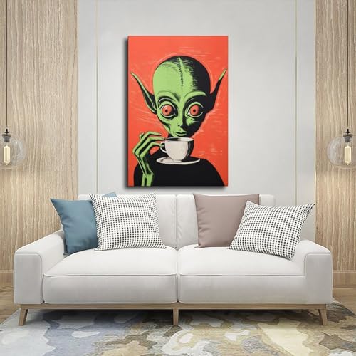 Poster Alien café déco murale chambre et tableau toile rétro - 5