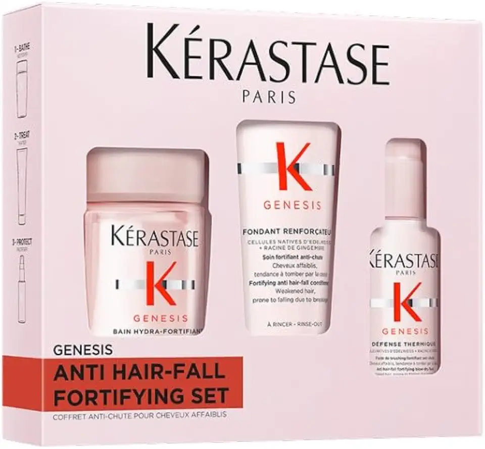 Kérastase, Genesis, Pflegeroutine mit Shampoo, Haarspülung & Hitzeschutzspray, Probierset für feines und brüchiges Haar, Gegen Haarverlust und Haarbruch