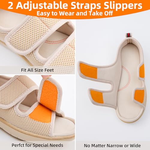 Image of Women's Slippers with Arch Support, Adjustable Open Toe Shoes for Diabetic