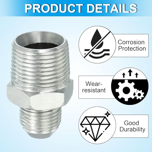 Image of PATIKIL Pipe Adapter Connector 3 /4 inch Male 74 Flare JIC x 3 /4 inch Male R Pipe Fitting Oil Feed Restrictor Fitting Hydraulic Connector for Oil Steam Water Pipelines System