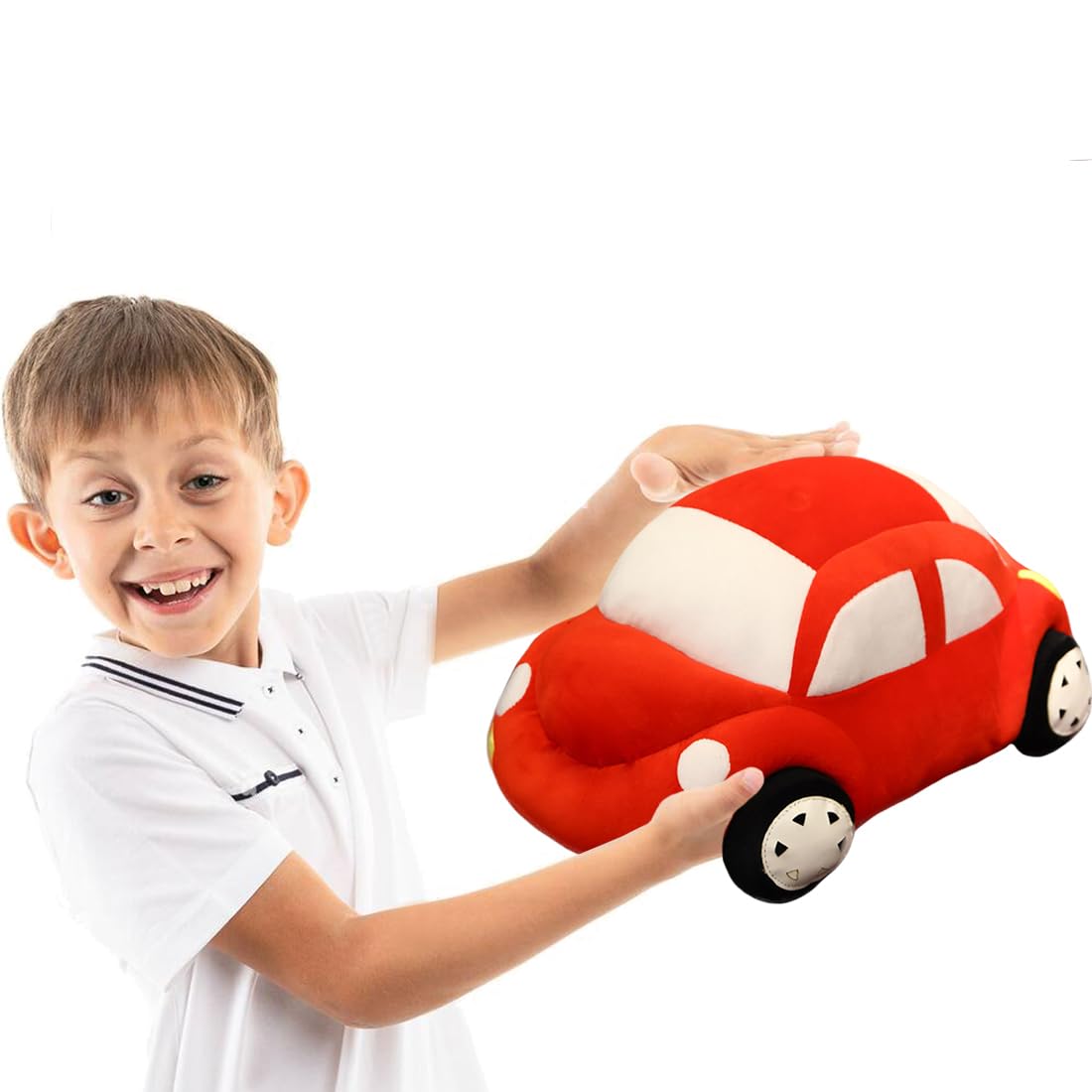 ELAINREN Simulation 3D Red Car Stuffed Pillow Ultra-Soft Racing Car Plush Toy Gifts/11.8''