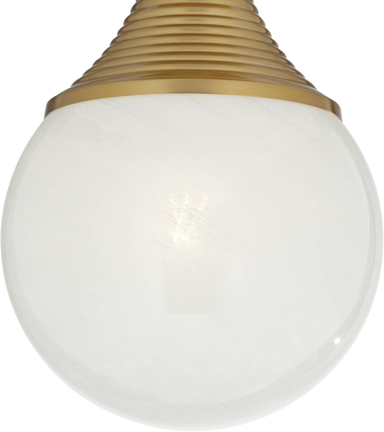 Possini Euro Design Jaime 7 3/4" Mid Century Modern Art Deco Semi Flush-Mount Ceiling Light Fixture Kitchen Foyer Hallway Globe Round Warm Brass Finish White Glass Metal Bedroom Bathroom Entryway