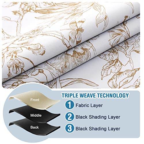 Image of BFAM Floral Print 100% Blackout Curtain with Black Linning at Back, Floral Print Curtains for Living Room /Bedroom Thermal Insulated Energey Saving Blossom Curtain, Pack of 1 Curtain