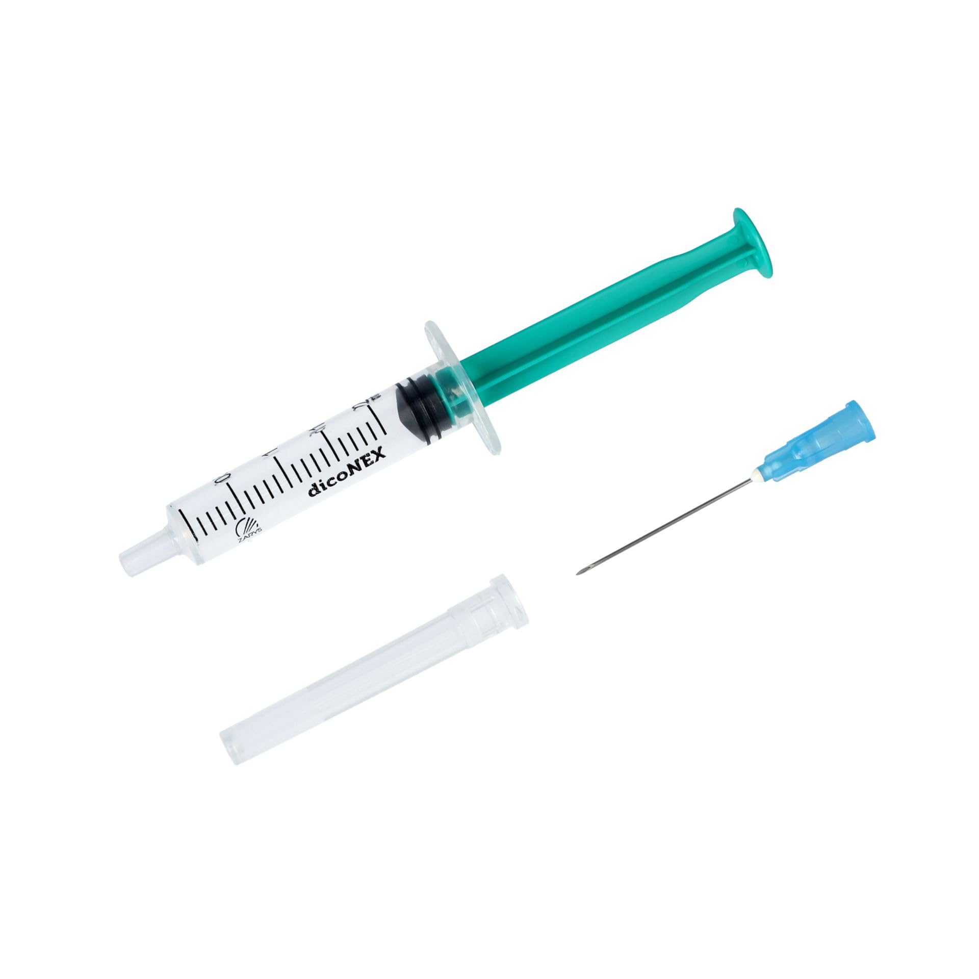 Zarys - Jeringa de uso único de 3 partes luer con aguja estéril - 2 ml - Caja de 100