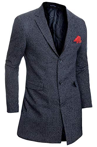 D&R Fashion Hombre Elegante Abrigo de Invierno Cachemira Lana 3/4 de Largo Chaqueta Abrigo