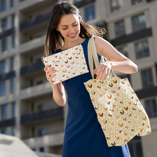 Dog Dinosaur Whale Shark Butterfly Mushroom Chicken Corgi Cat Gifts Canvas Tote Bag Makeup Bag for Women Birthday3