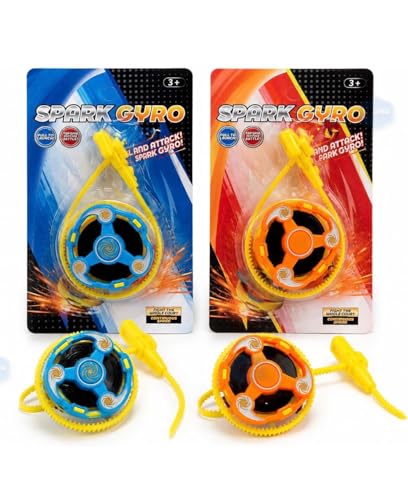 Image of Kidoyz Spark Gyro Battle Spinning Top Toy Set for Kids with Launcher, High Speed Spin Attack Arena Game, Fun Fighting Gyroscope Toys for Boys & Girls Age 3+ (Pack of 2)