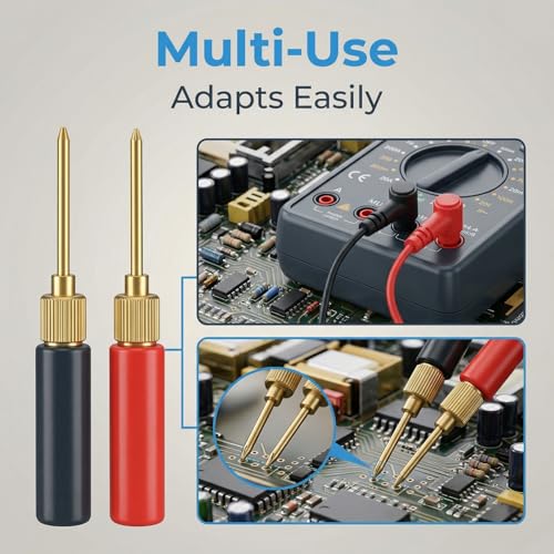 Image of Power Probe Accessories, 2mm Solderless Plated Brass Fieldpiece Probes Meter Leads Test Probe Tips 30VAC‑60VDC 5 Set ABS Shell for Voltage Testing for Multimeter