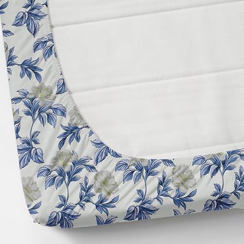 Image of VOMZER 300 Threadcount Elastic Fitted Bedsheets Single Bed with 1 Pillow Cover | Single Bed with All Around Elastic, Size 36 X 72 X 8 Inches Blue