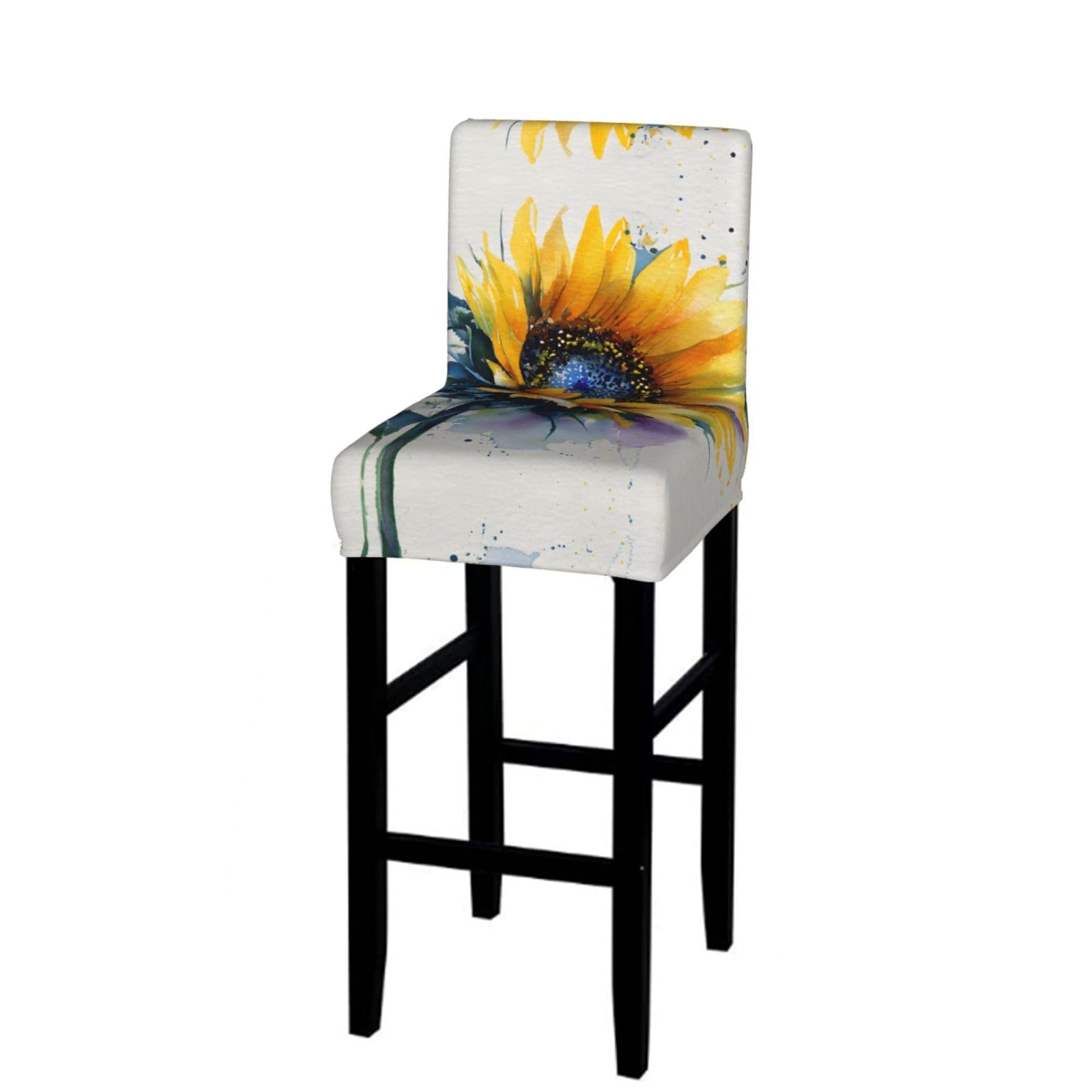 WXWJSHMGC Watercolor Sunflower Print Bar Stool Covers Stretch Counter Height Chairs Covers