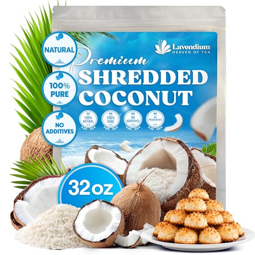 Image of Lavendium Shredded Coconut, Unsweetened Macaroon Cut, 32 oz | Unsweetened macaroon-cut coconut flakes for macaroons, cakes, cookies and granola; no additives or preservatives.