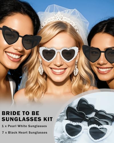 Bride to Be Heart Sunglasses - 8 Pack | Bachelorette Party Favors, Bridal Shower Bridesmaids Proposal Gifts2