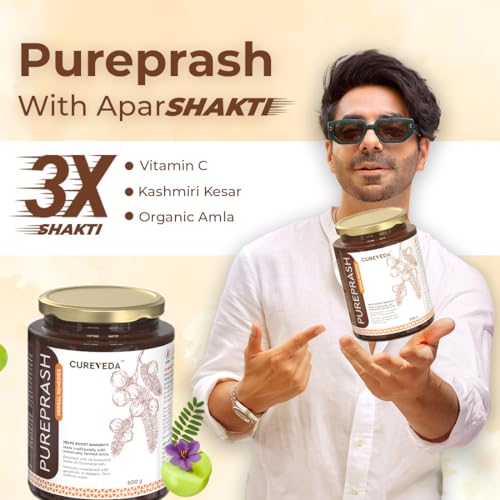 Cureveda Herbal Pureprash Immunity Booster for all age groups- Jaggery based, Saffron Kesar, sugar free Chyawanprash (500gms) - Image 2