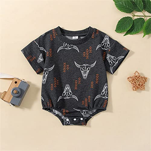 Kayotuas Western Baby Boy Girl Clothes Cow Print Bubble Romper Oversized Short Sleeve Tshirt Bodysuit Infant Summer Outfits2