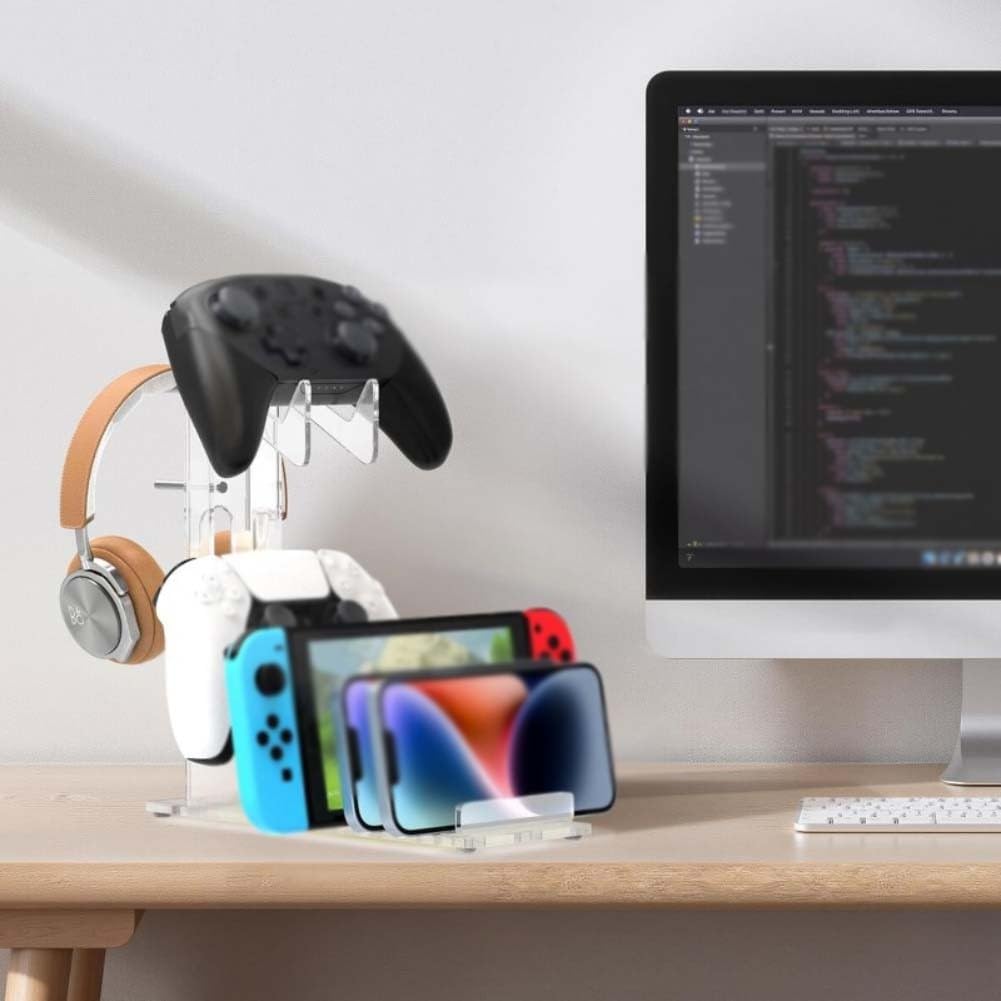Console di gioco 8 in 1 in acrilico per PS5 Xbox Switch, supporto trasparente per controller, cuffie e tablet, perfetto per configurazioni di gioco nizzate