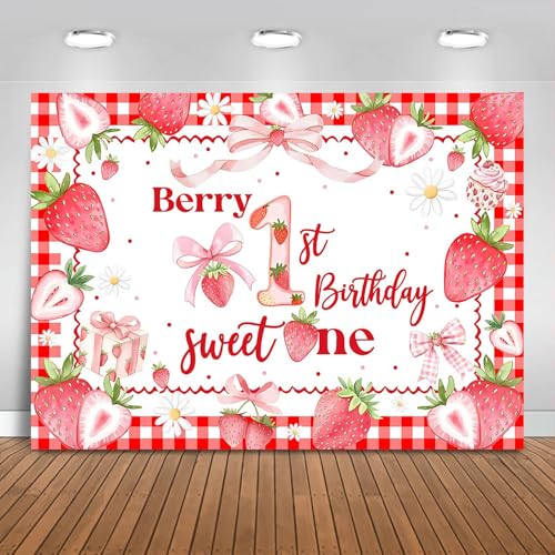 Fondo fotográfico berry primer cumpleaños 210x150 cm miniatura 1